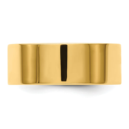 14k Yellow Gold 8mm Lightweight Flat Wedding Band Size 8.5