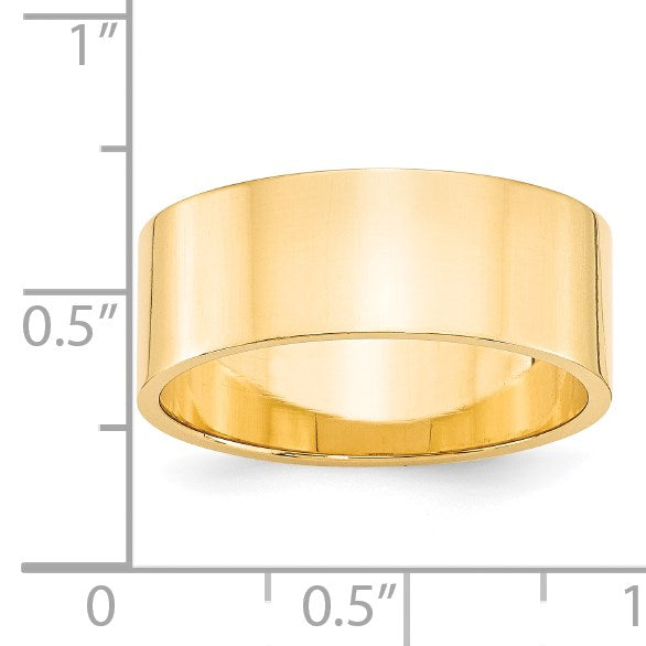 14k Yellow Gold 8mm Lightweight Flat Wedding Band Size 7.5