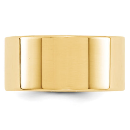 14k Yellow Gold 10mm Lightweight Flat Wedding Band Size 14