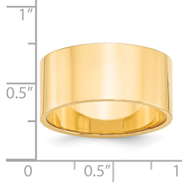 14k Yellow Gold 10mm Lightweight Flat Wedding Band Size 5
