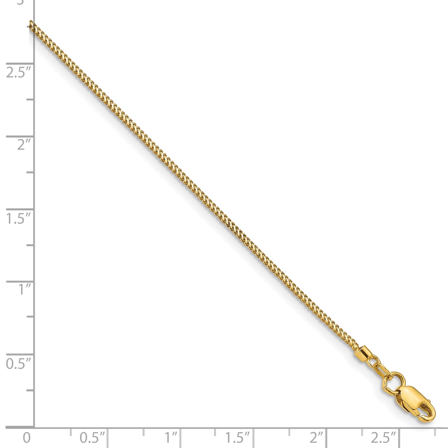 14K 7 inch .9mm Franco with Lobster Clasp Bracelet