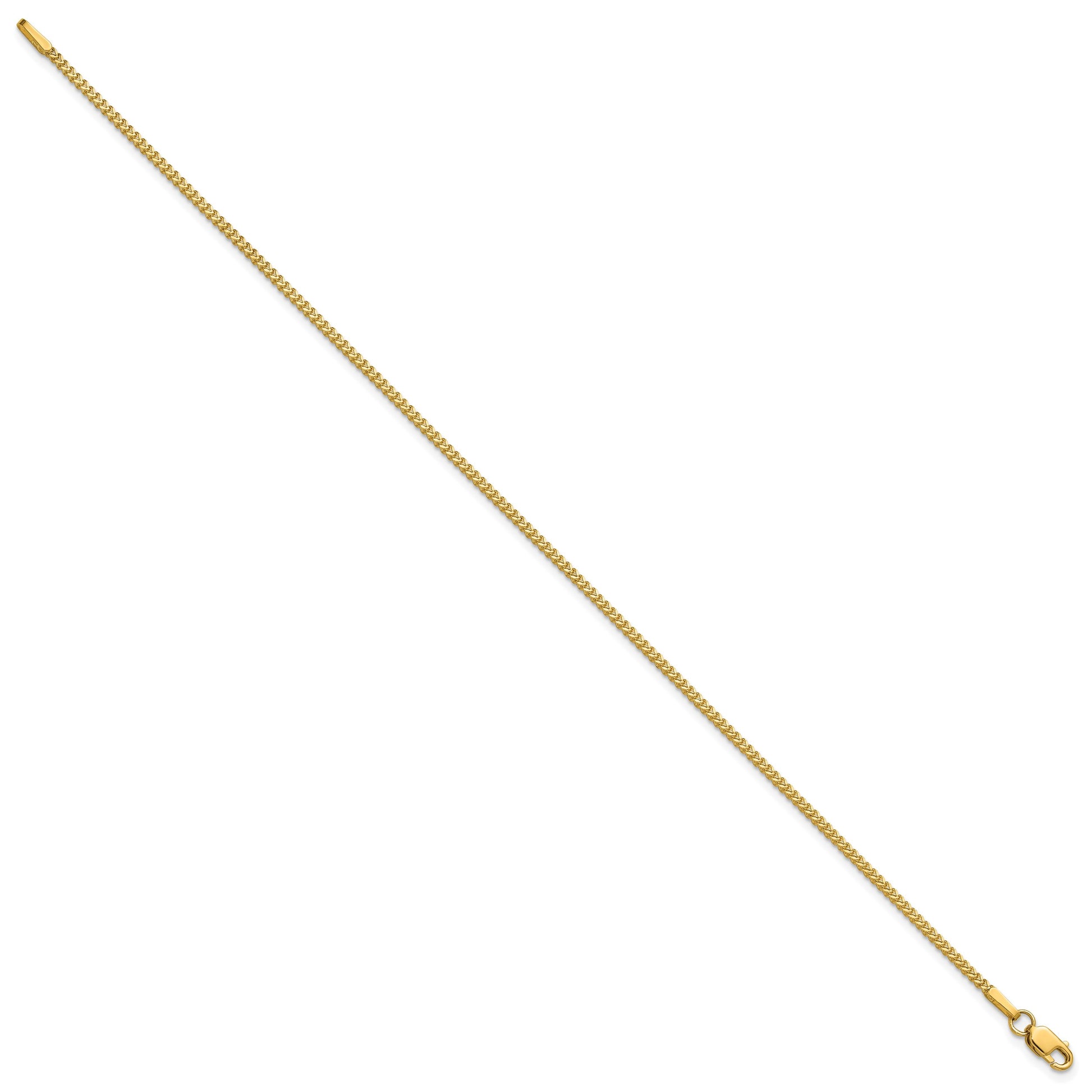 14K 8 inch 1mm Franco with Lobster Clasp Bracelet