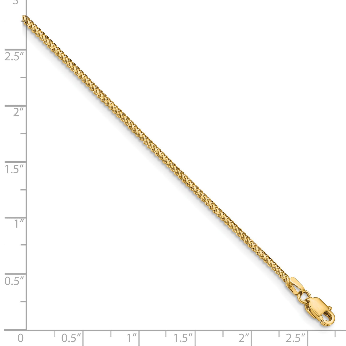 14K 7 inch 1mm Franco with Lobster Clasp Bracelet