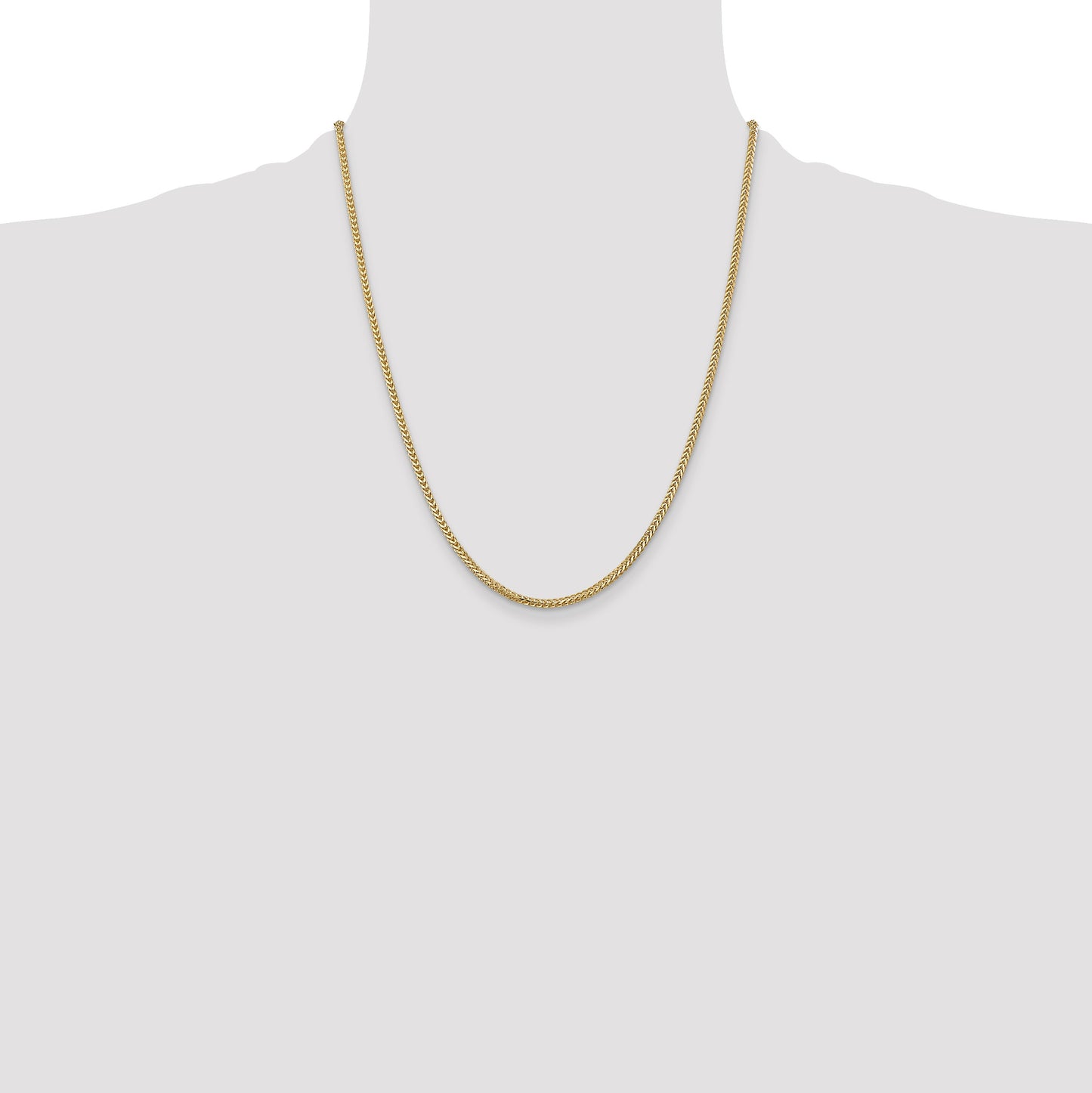 14K 22 inch 2mm Franco with Lobster Clasp Chain