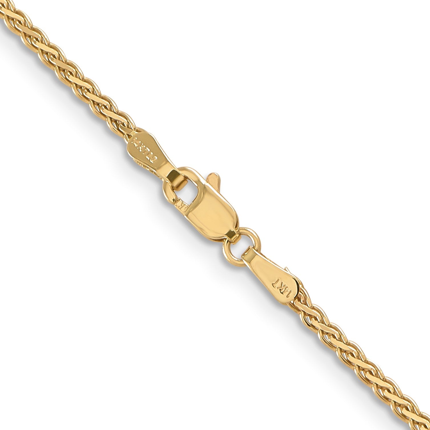 14K 20 inch 1.9mm Flat Wheat with Lobster Clasp Chain