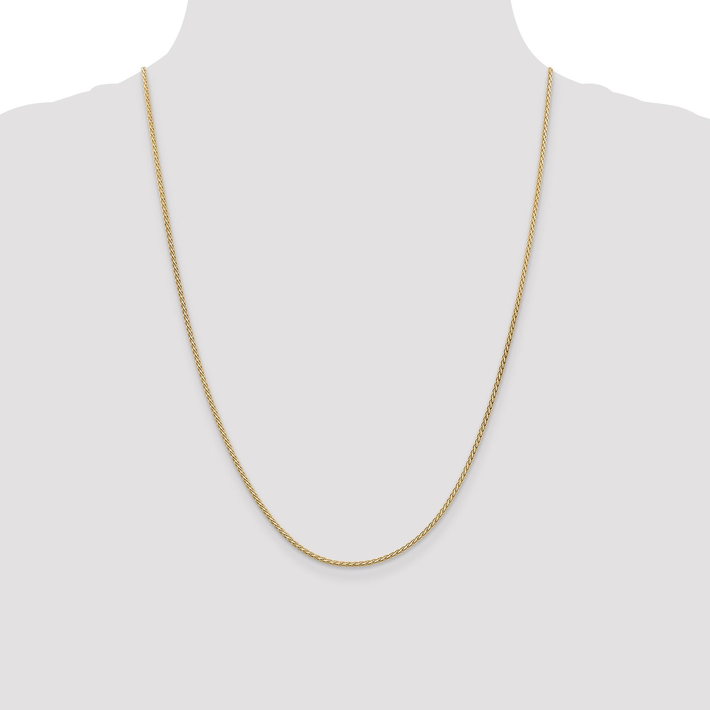 14K 24 inch 1.9mm Flat Wheat with Lobster Clasp Chain