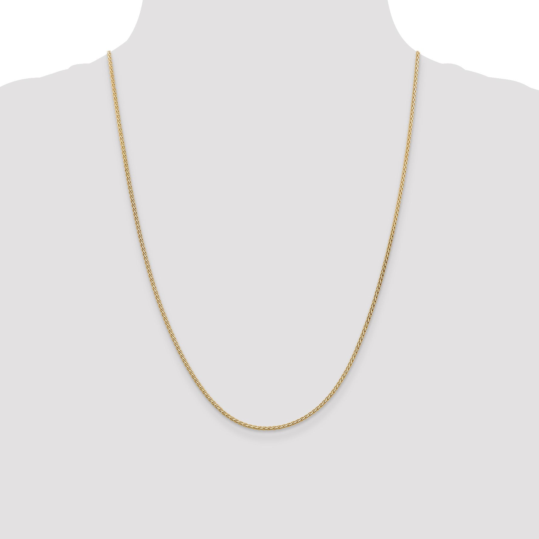 14K 24 inch 1.9mm Flat Wheat with Lobster Clasp Chain
