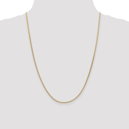 14K 24 inch 1.9mm Flat Wheat with Lobster Clasp Chain