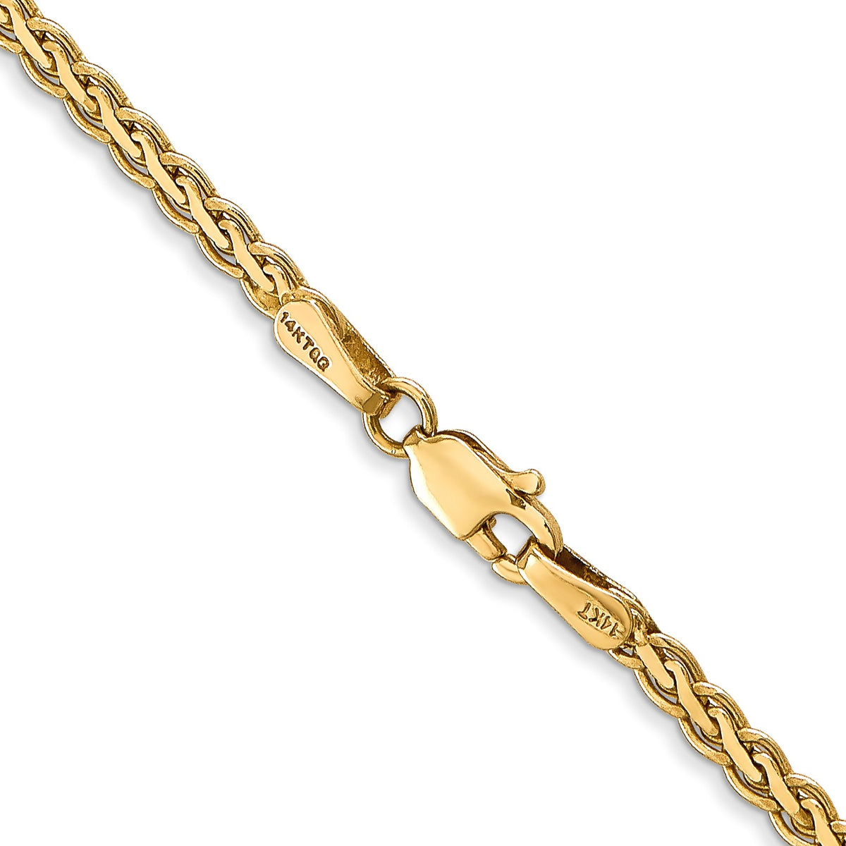 14K 18 inch 2.4mm Flat Wheat with Lobster Clasp Chain