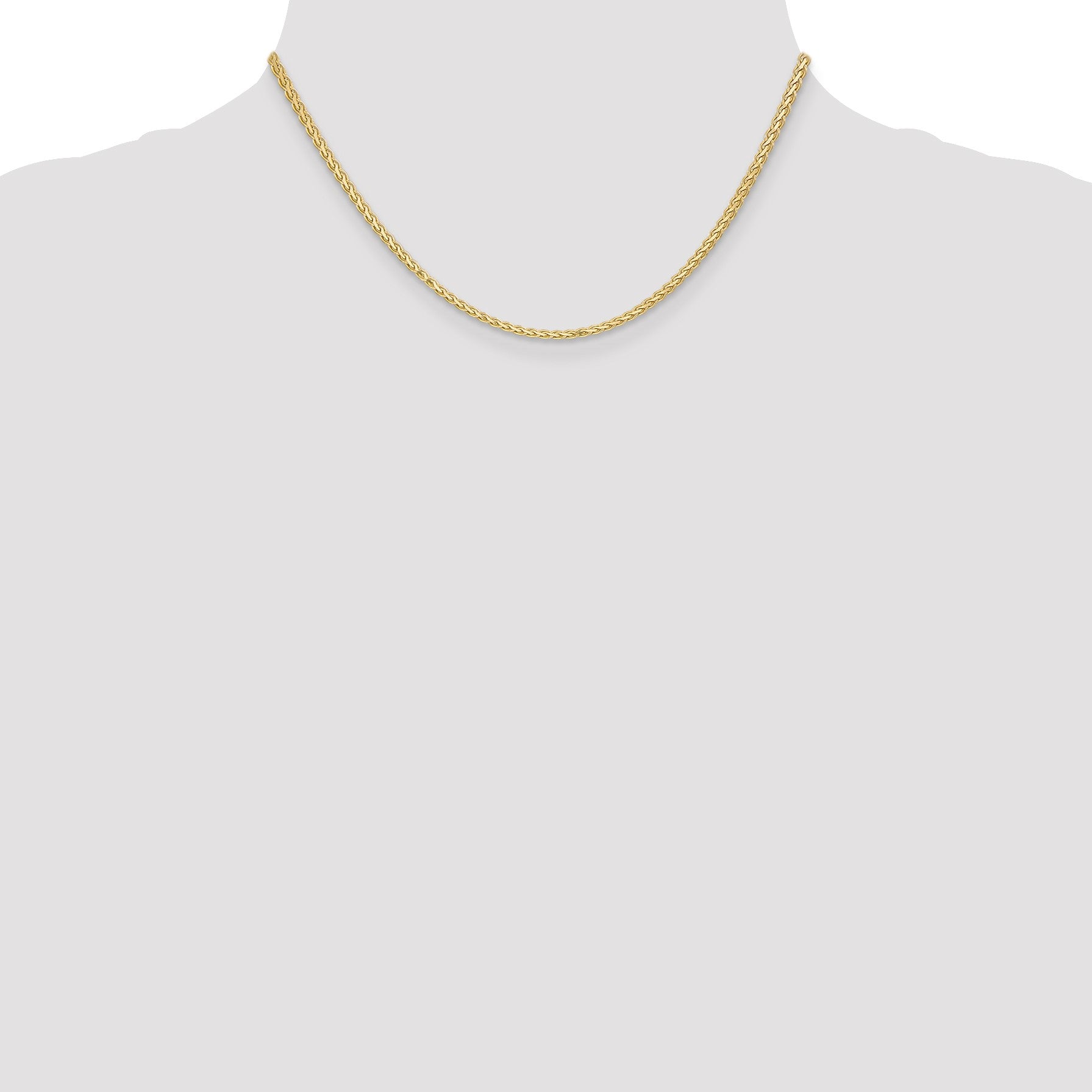 14K 16 inch 2.4mm Flat Wheat with Lobster Clasp Chain