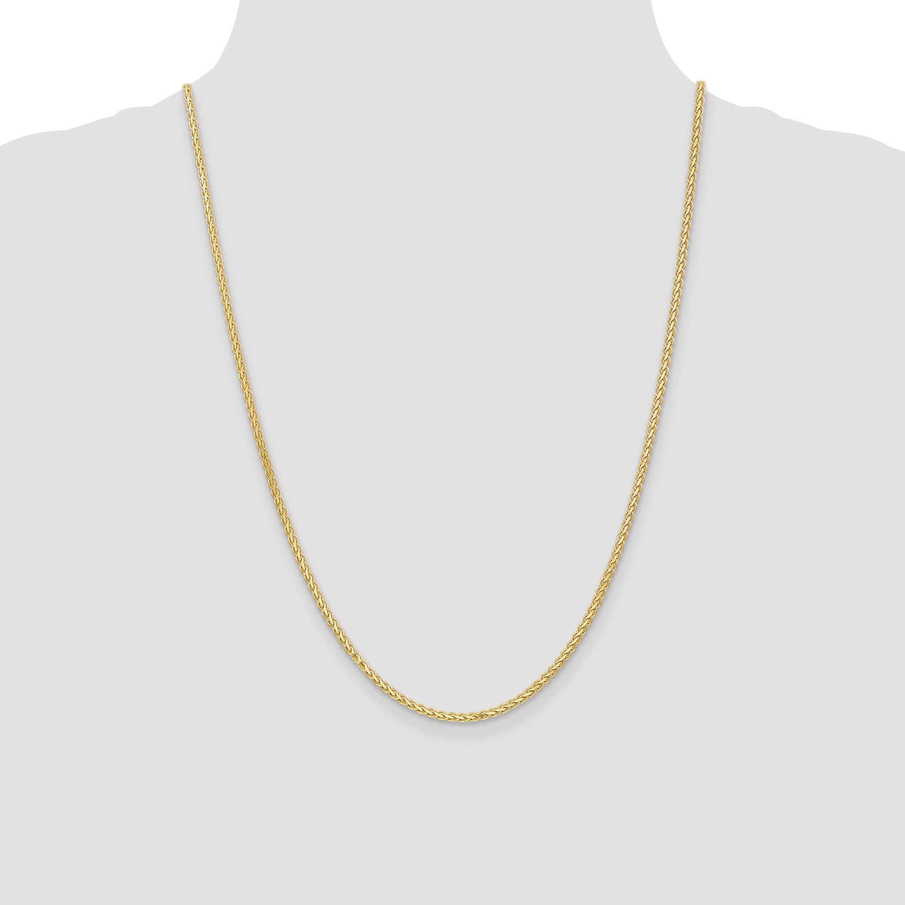 14K 24 inch 2.4mm Flat Wheat with Lobster Clasp Chain