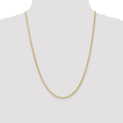14K 24 inch 2.4mm Flat Wheat with Lobster Clasp Chain