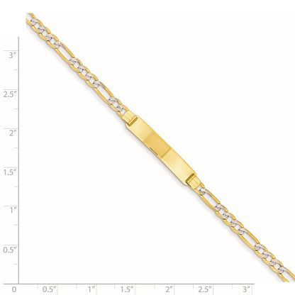 14k Polished with Rhodium Pav� Solid Chain/Solid Plate Figaro Link 25.5x5mm Plate 7 inch ID Bracelet