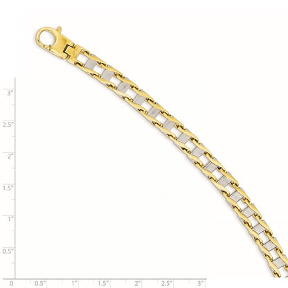 14k Two-tone 7.5mm Hand-polished Fancy Link 8.5 inch Bracelet