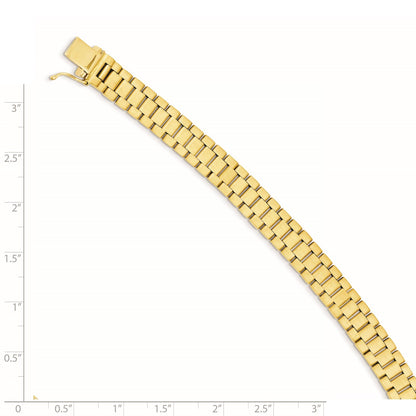 14k Polished and Satin 8mm Mens Fancy Link 8 inch Bracelet