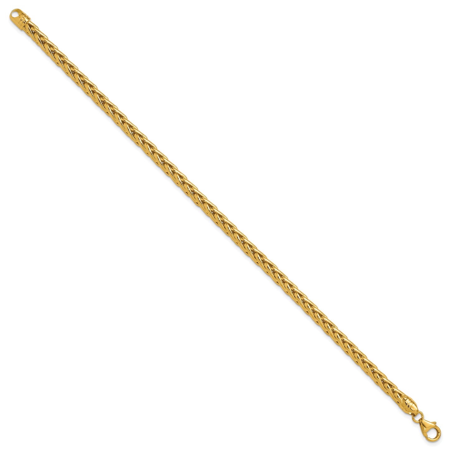 14k Polished 5.00mm Fancy Wheat Chain 8.5 inch Bracelet