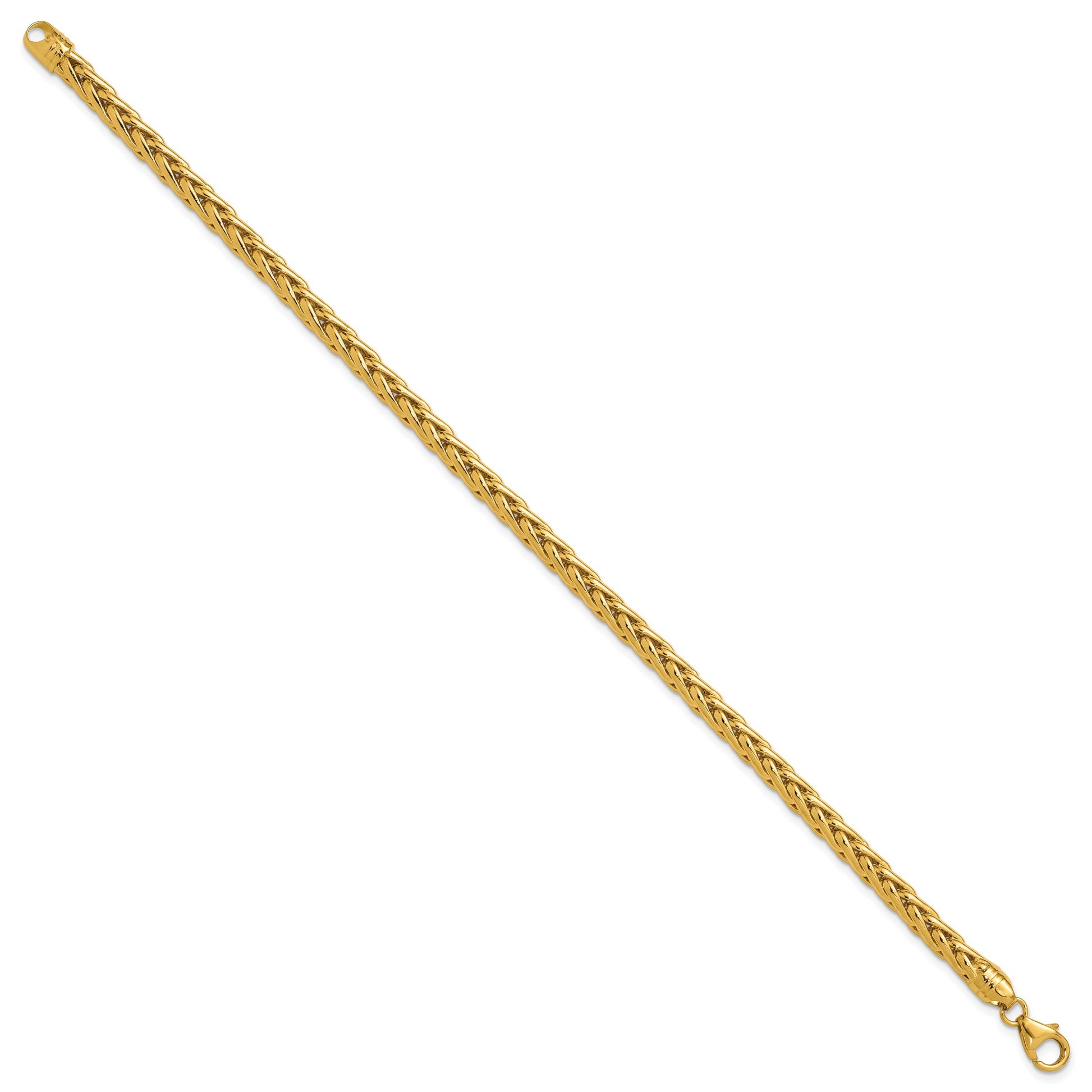 14k Polished 5.00mm Fancy Wheat Chain 8.5 inch Bracelet