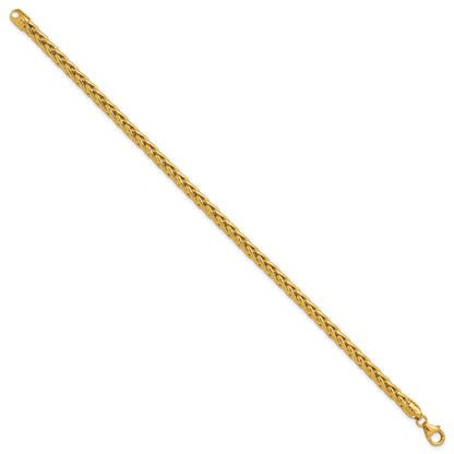 14k Polished 5.00mm Fancy Wheat Chain 8.5 inch Bracelet