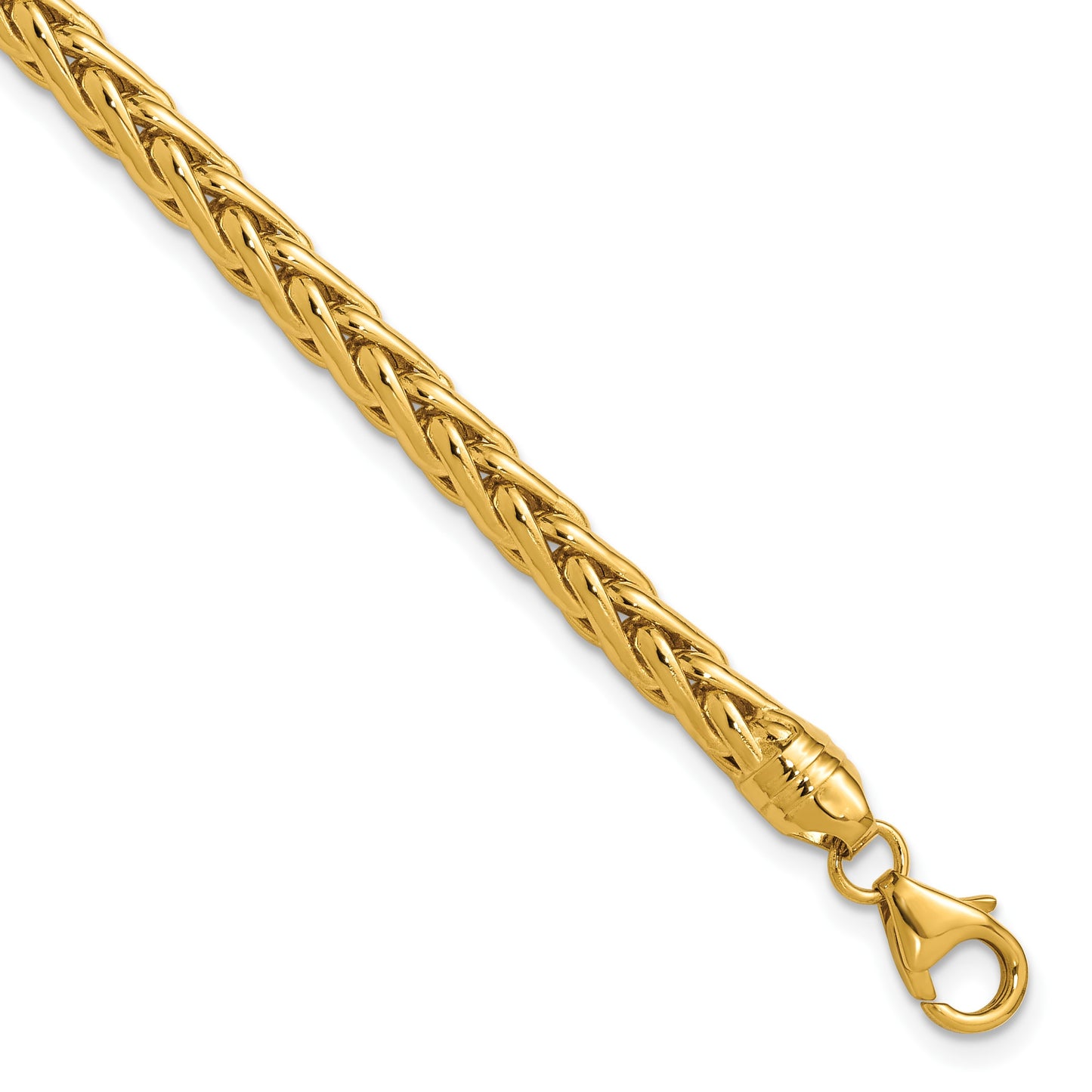 14k Polished 5.00mm Fancy Wheat Chain 8.5 inch Bracelet