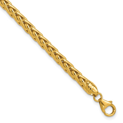 14k Polished 5.00mm Fancy Wheat Chain 8.5 inch Bracelet