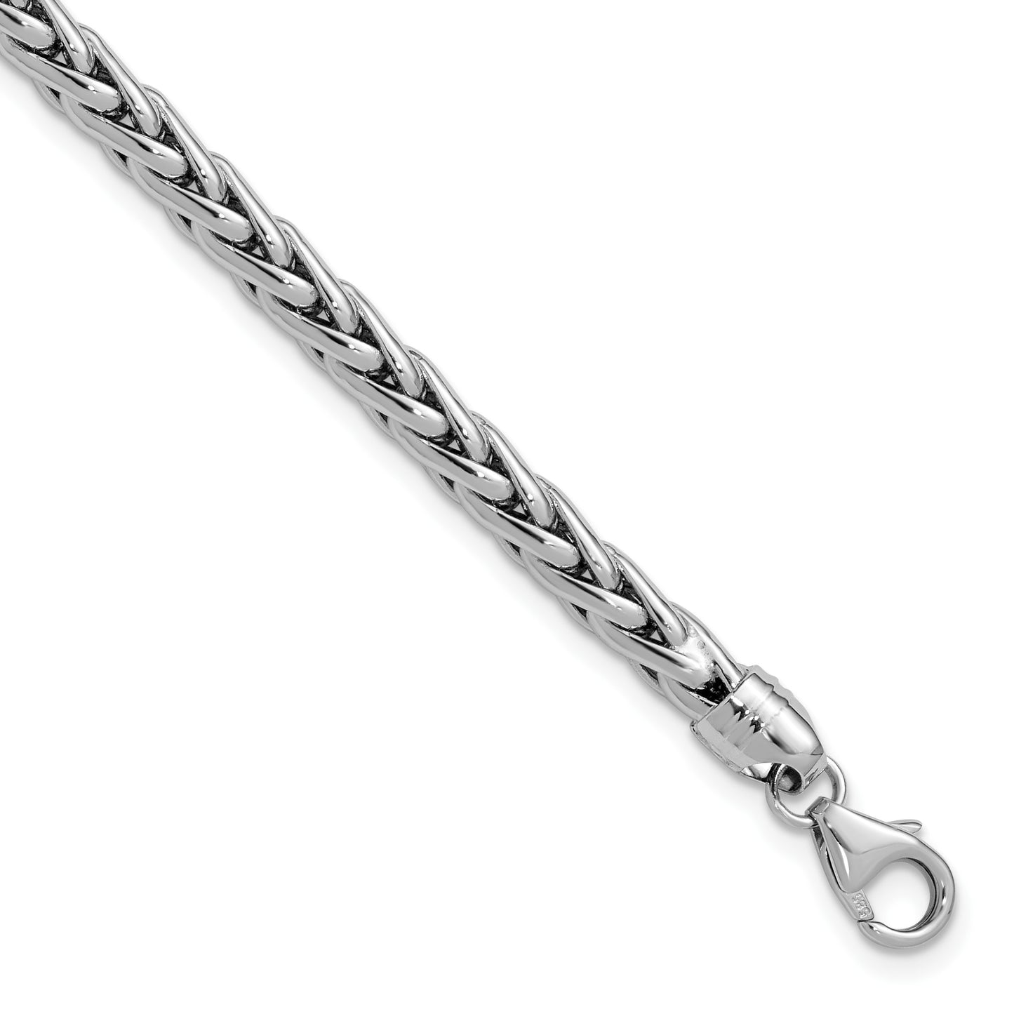 14k White Gold Polished 5.00mm Fancy Wheat Chain 8.5 inch Bracelet