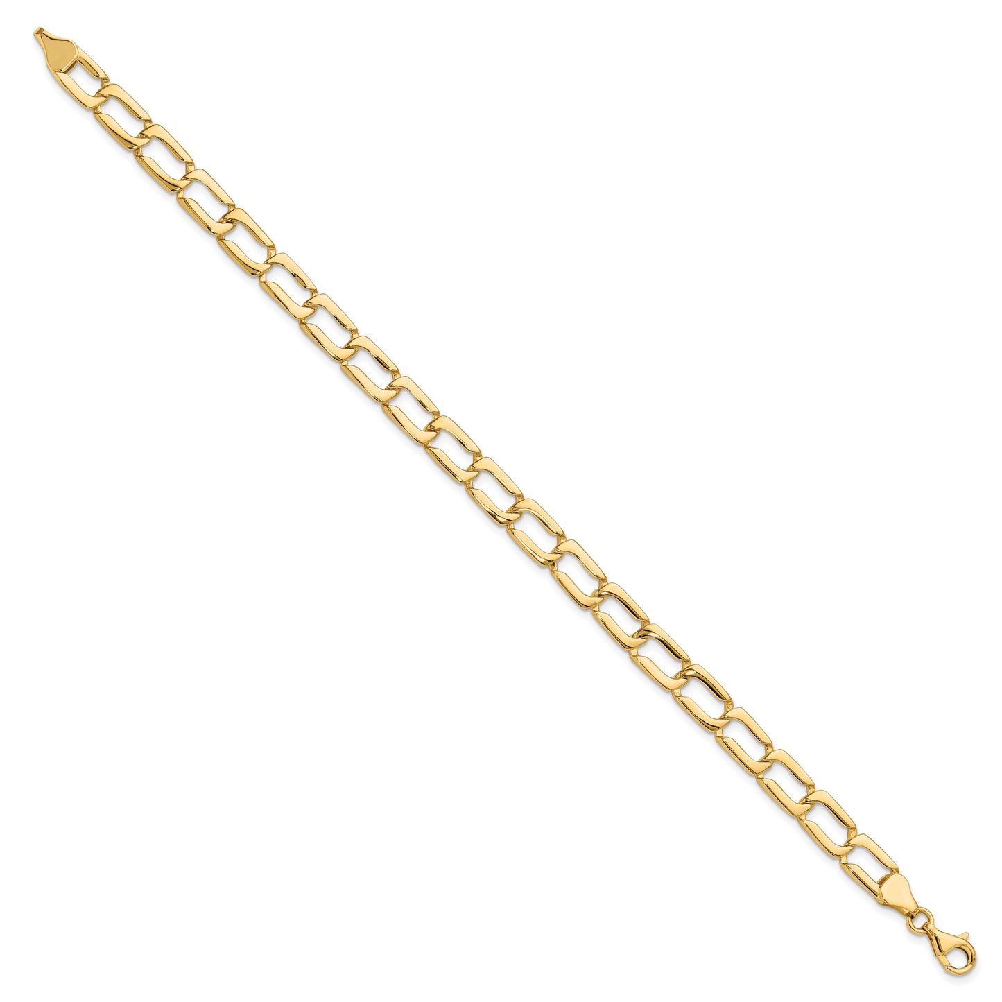 14k Polished 9mm Fancy Rectangular Curb Link 8.5 inch Bracelet