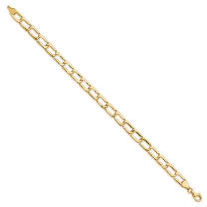 14k Polished 9mm Fancy Rectangular Curb Link 8.5 inch Bracelet