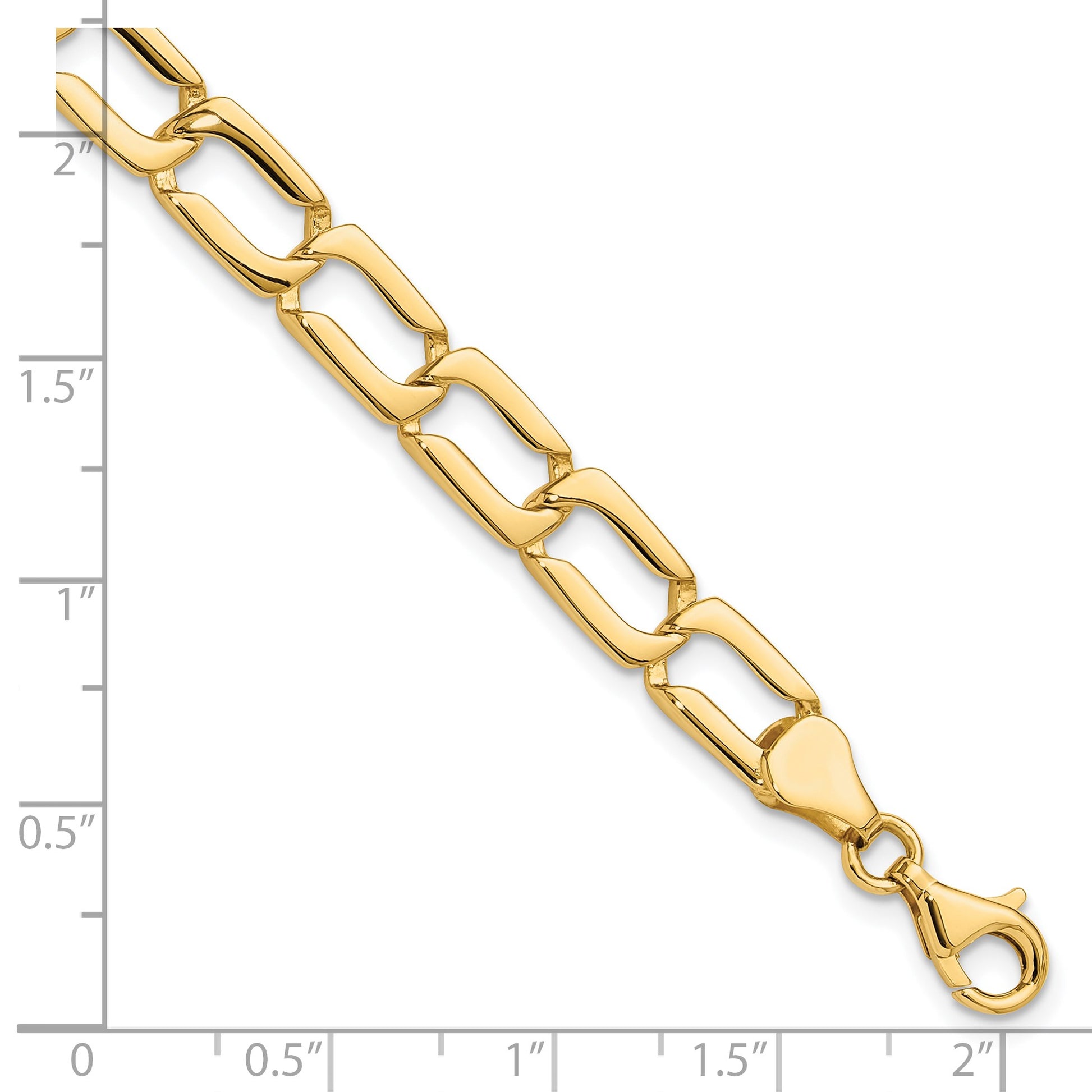 14k Polished 9mm Fancy Rectangular Curb Link 8.5 inch Bracelet