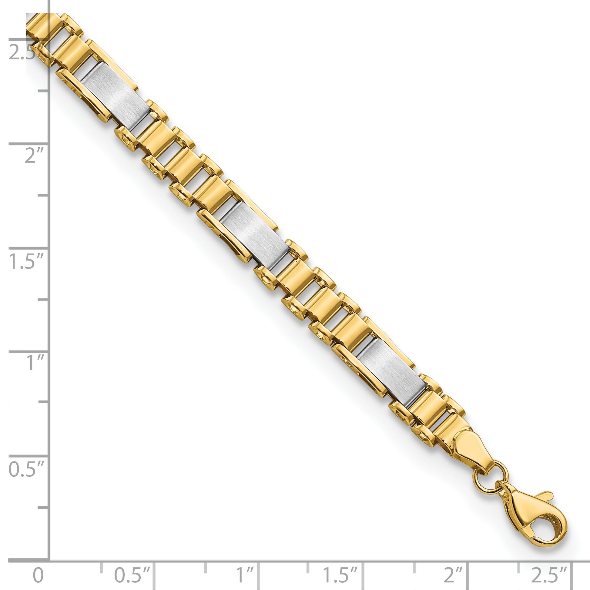 14k Two-tone Brushed and Polished 8.5mm Fancy Link 8 inch Bracelet