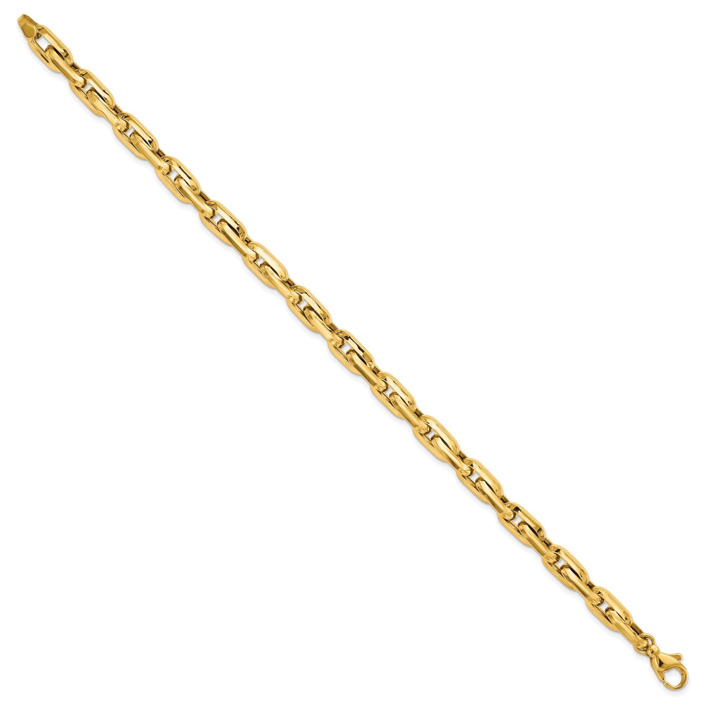 14K Polished 6.5mm Fancy Long Cable Link Mens 8.25 inch Bracelet