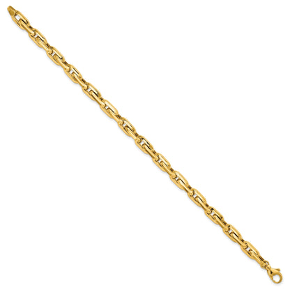 14K Polished 6.5mm Fancy Long Cable Link Mens 8.25 inch Bracelet