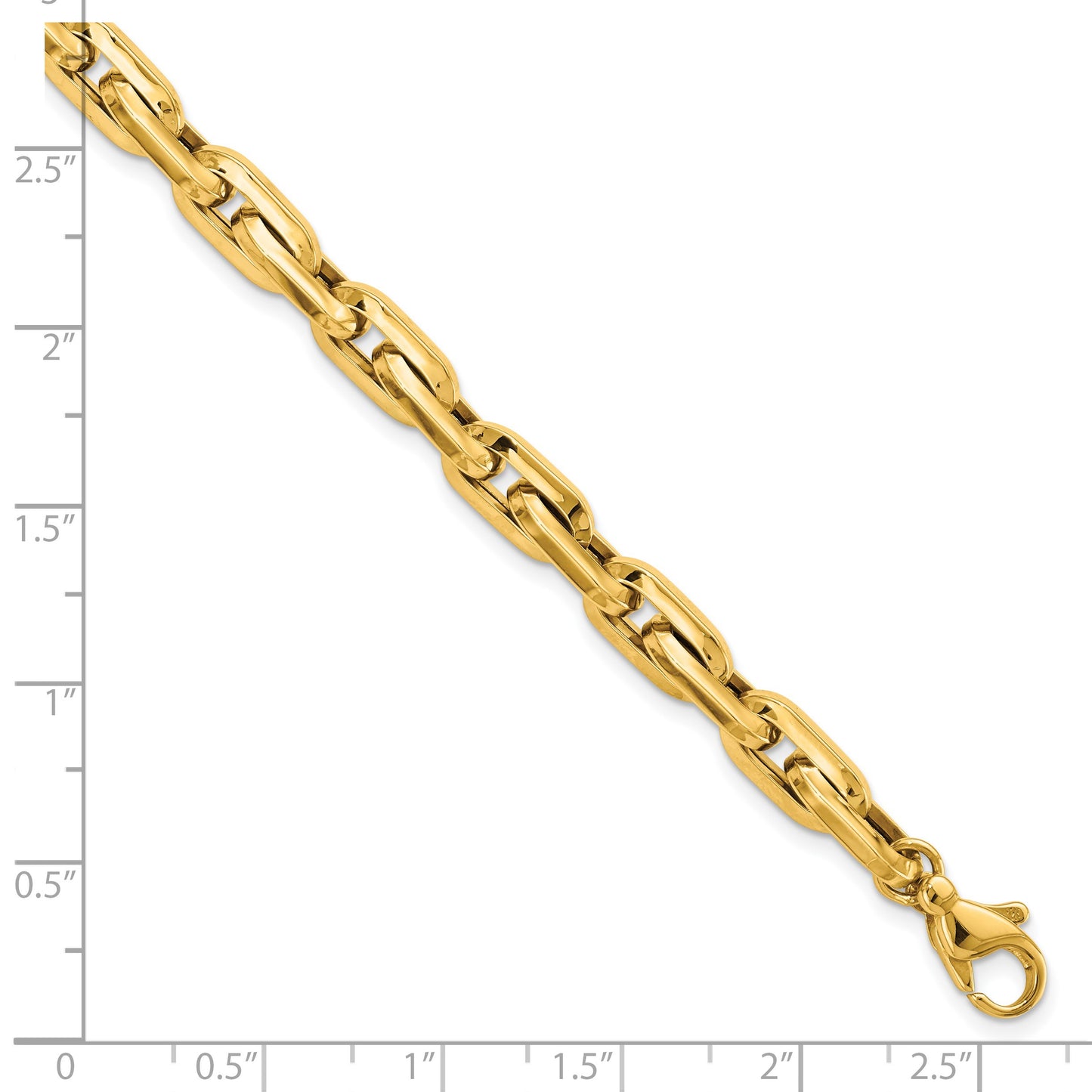 14K Polished 6.5mm Fancy Long Cable Link Mens 8.25 inch Bracelet