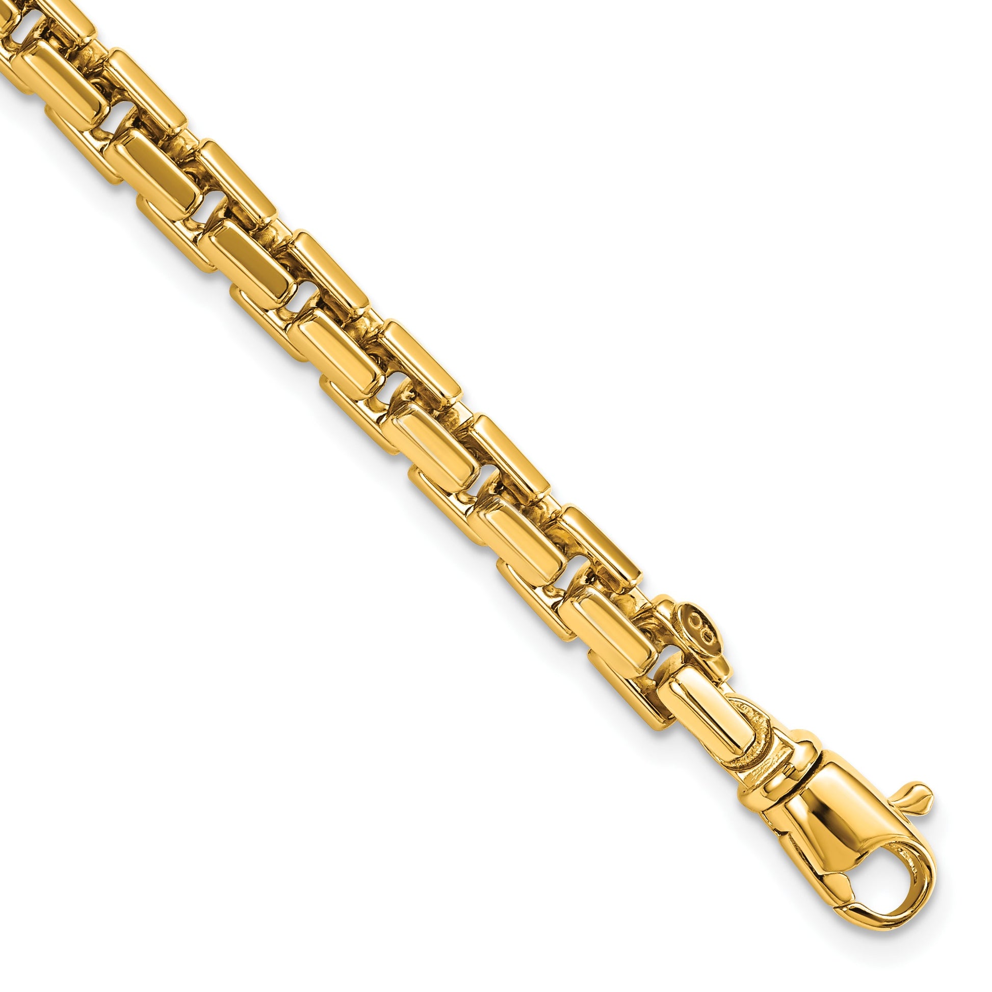 14k Polished 4.00mm Fancy Rounded Box Link 8.5 inch Bracelet