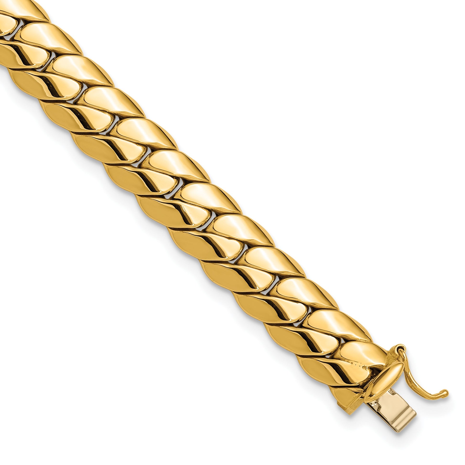 14K Polished 9.4mm Fancy Curb Link 9 inch Mens Bracelet