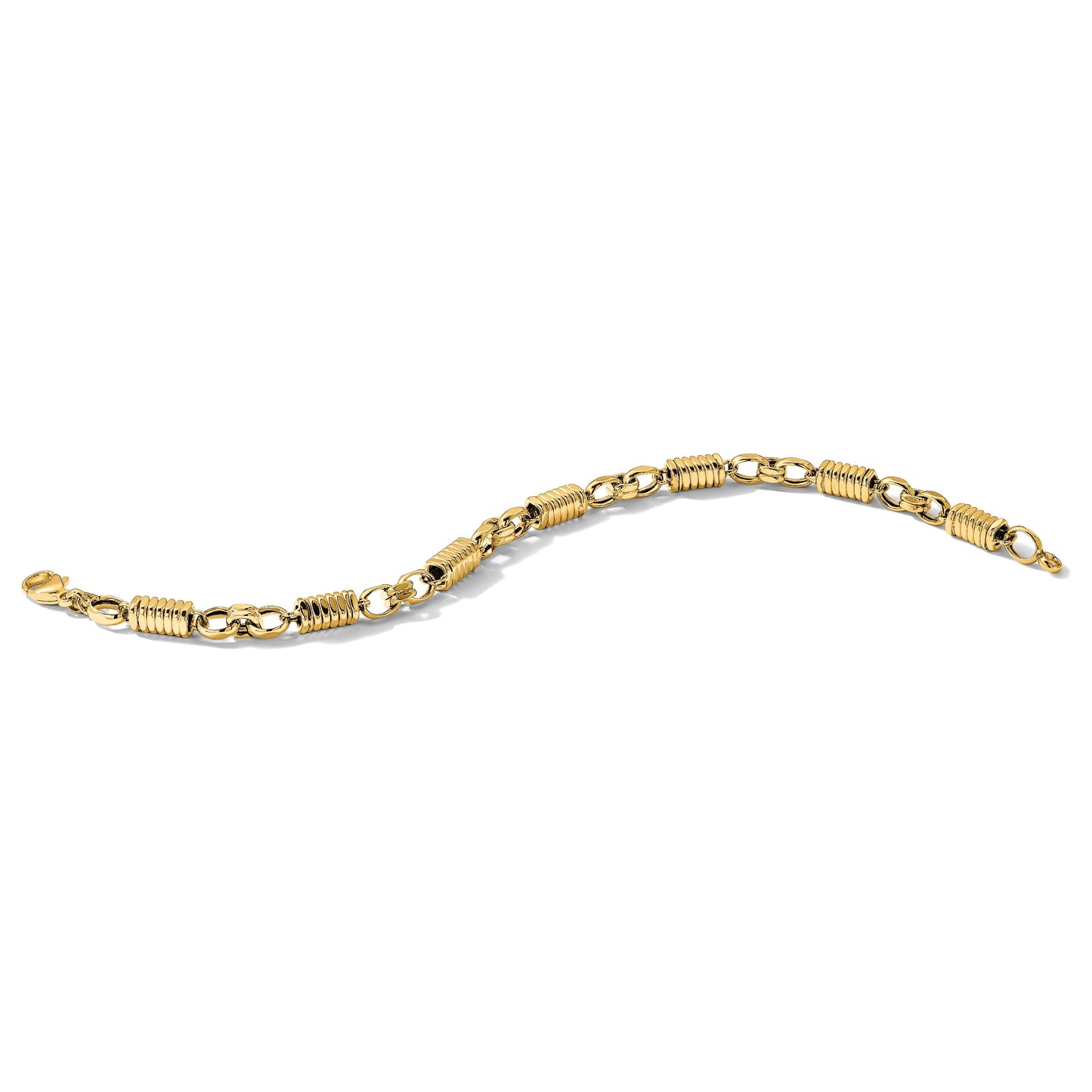 14k Polished and Grooved 5.4mm Fancy Link 8.5 inch Mens Bracelet