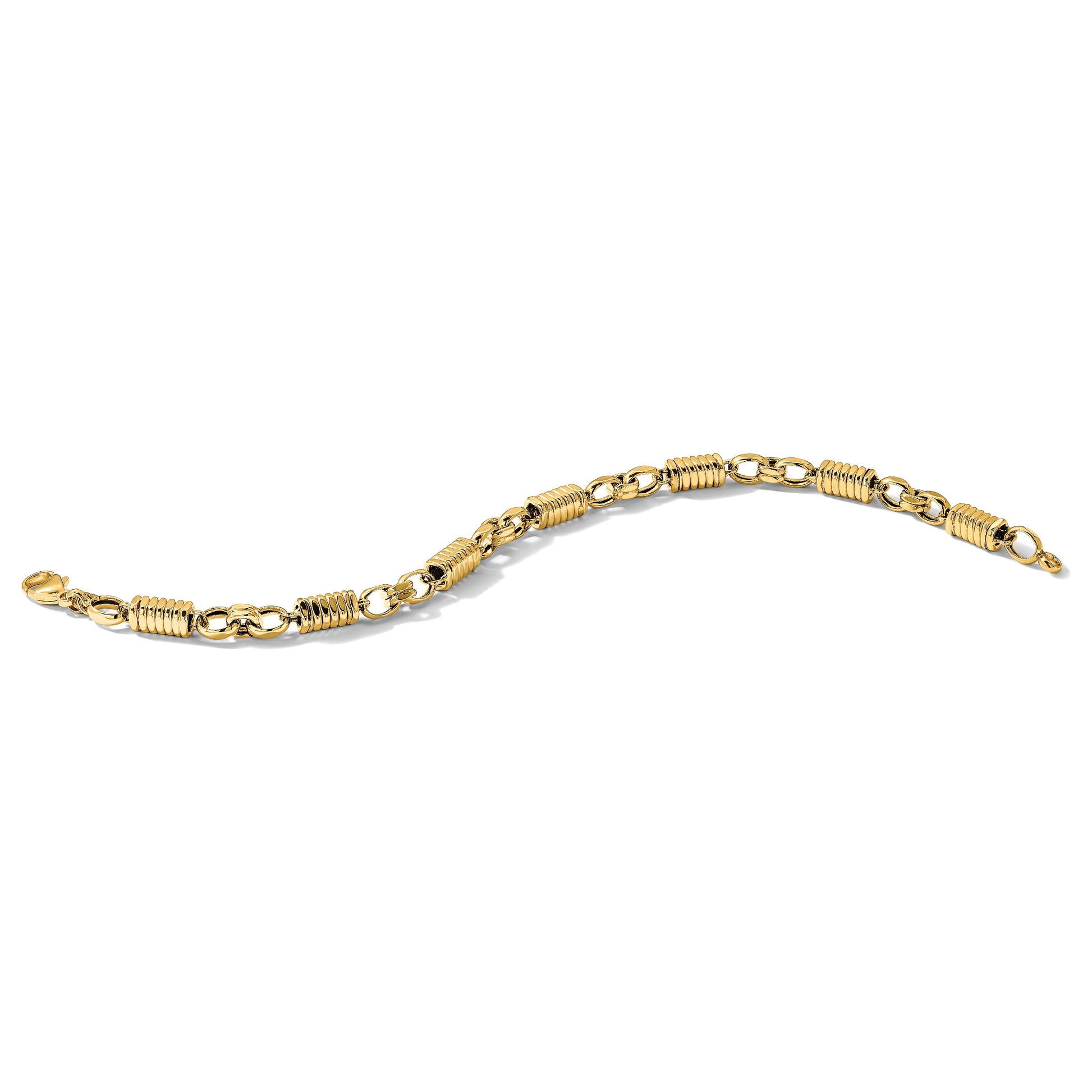 14k Polished and Grooved 5.4mm Fancy Link 8.5 inch Mens Bracelet
