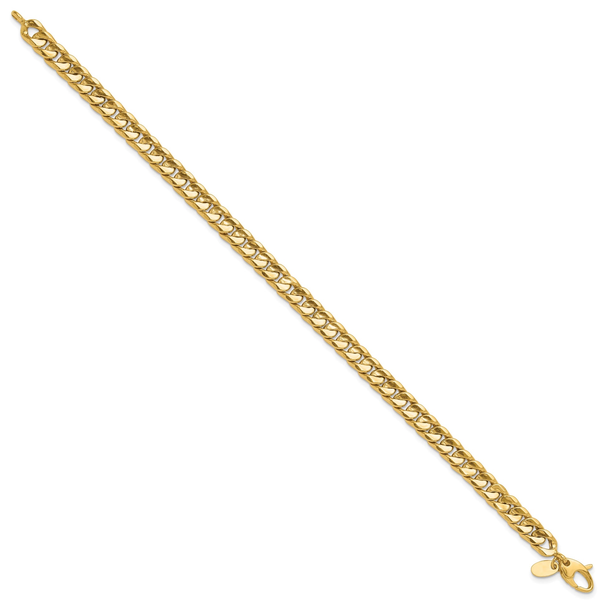14K Polished 6.00mm Fancy Concave Curb Link 8.5 inch Bracelet