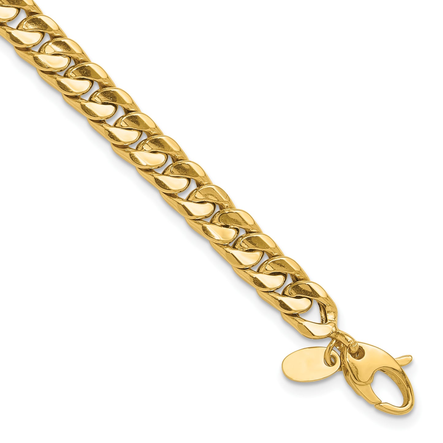 14K Polished 6.00mm Fancy Concave Curb Link 8.5 inch Bracelet