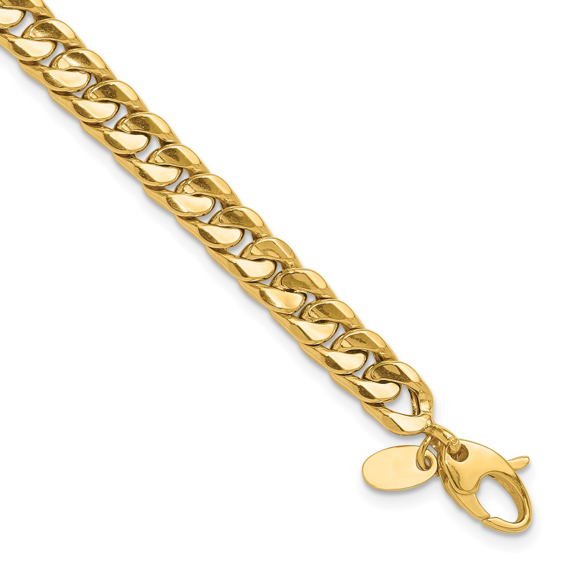 14K Polished 6.00mm Fancy Concave Curb Link 8.5 inch Bracelet