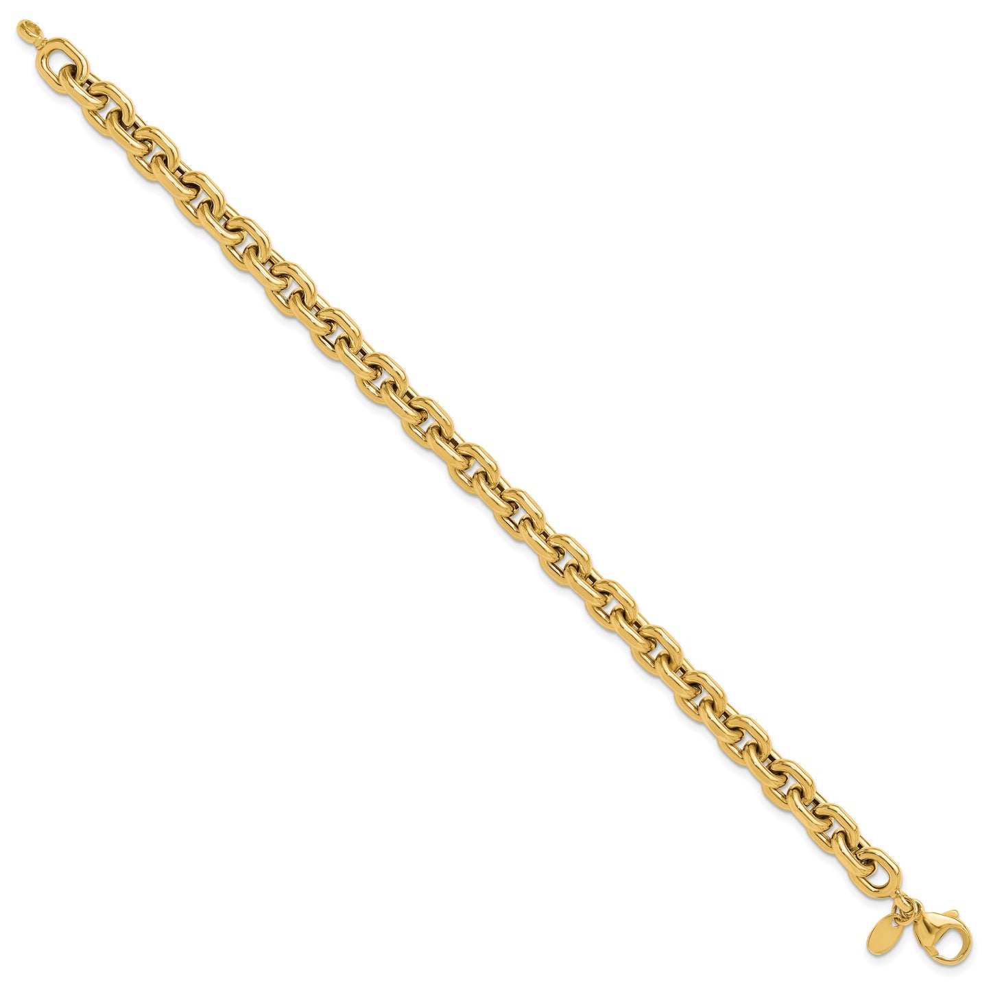 14K Polished 6.8mm Fancy Cable Link 8 inch Bracelet