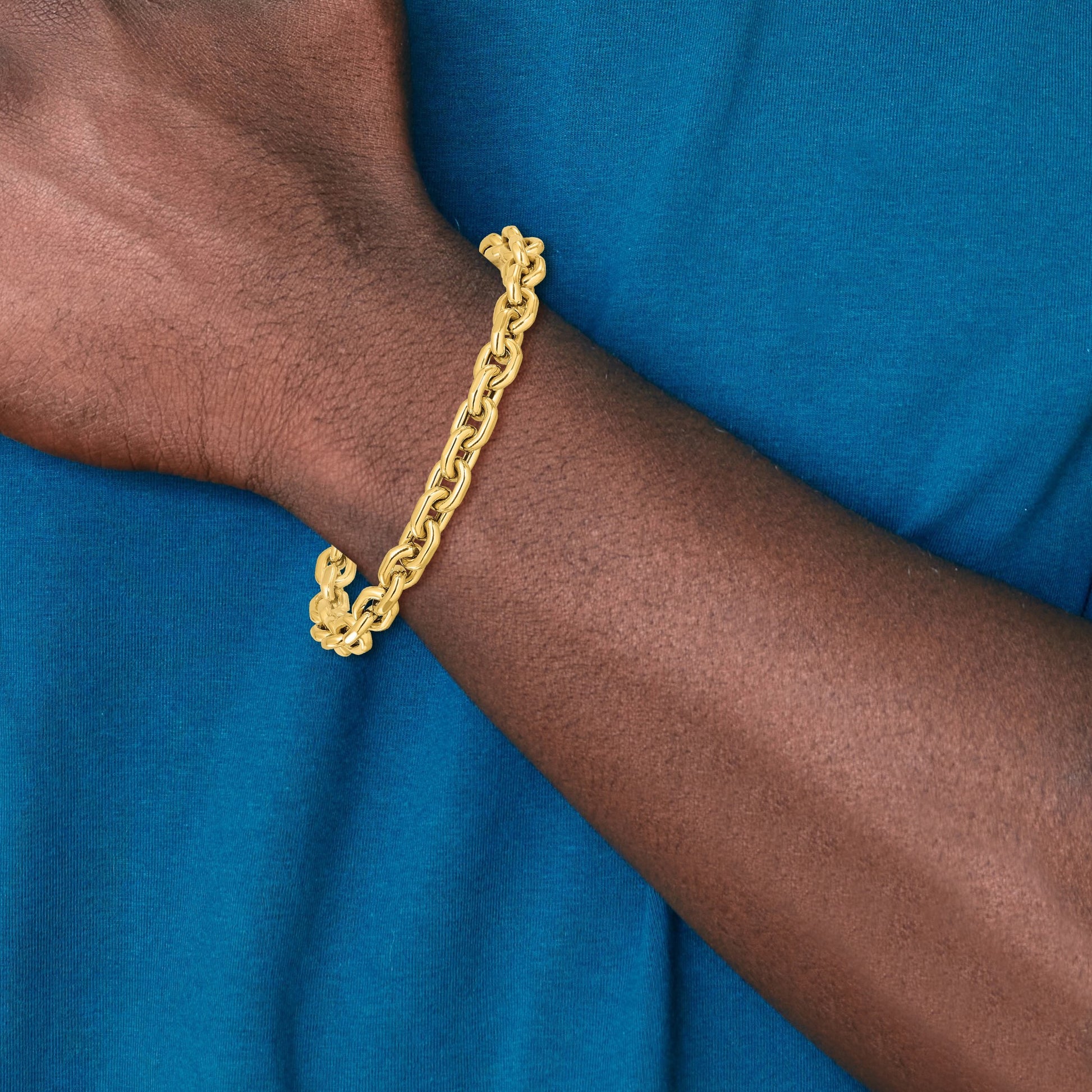 14K Polished 6.8mm Fancy Cable Link 8 inch Bracelet