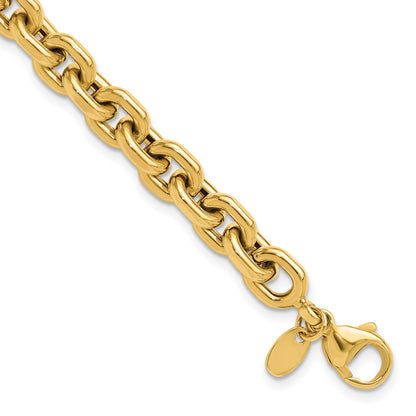 14K Polished 6.8mm Fancy Cable Link 8 inch Bracelet