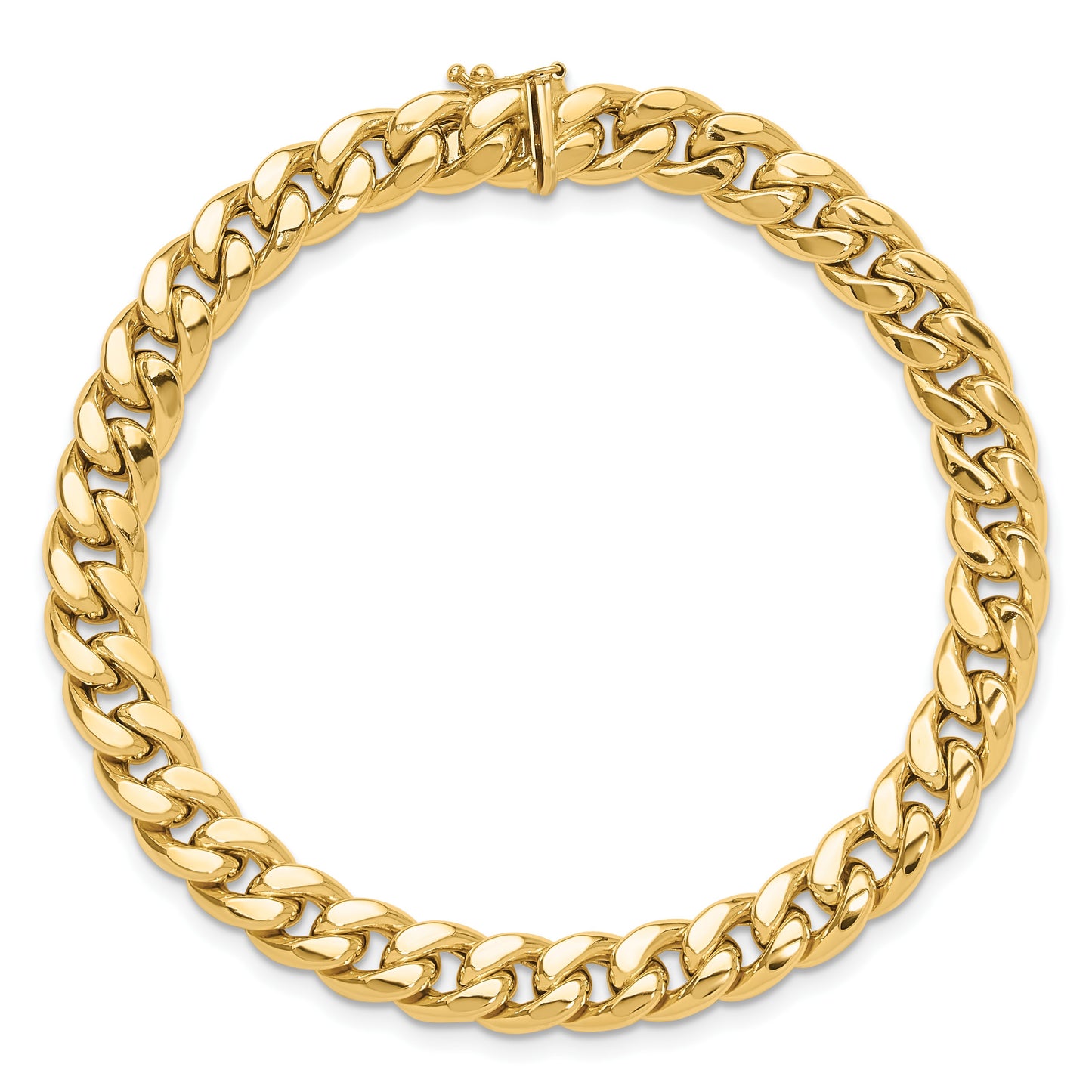 14K Polished 8.9mm Curb Link 9 inch Mens Bracelet