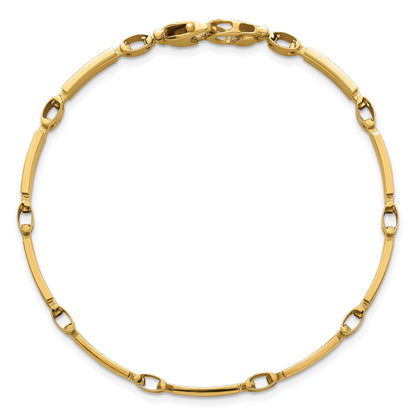 14k Polished and Brushed 5mm Fancy Bar Link 8 inch Bracelet