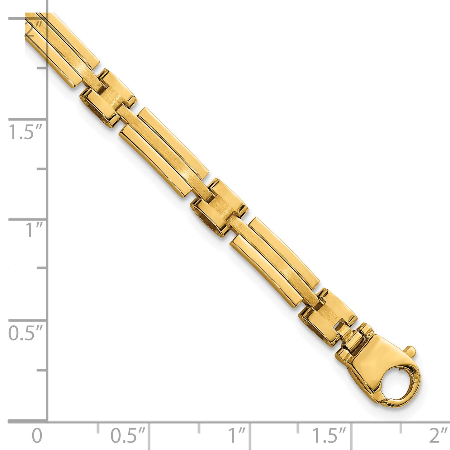14k Polished and Brushed 5mm Fancy Bar Link 8 inch Bracelet