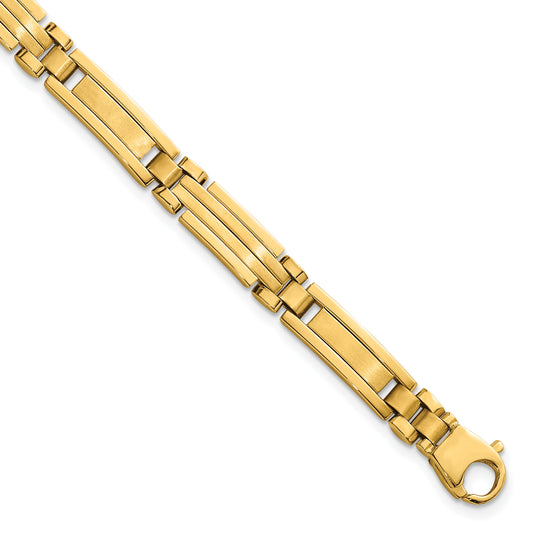 14k Polished and Brushed 6.7mm Fancy Multi Link Bar 8.25 inch Bracelet