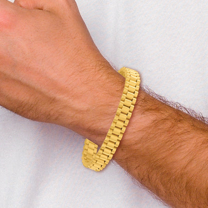 14k Brushed and Polished 10.25mm Fancy Link 8.5 inch Mens Bracelet