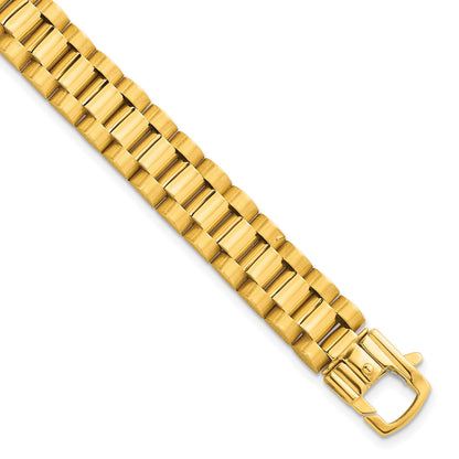 14k Brushed and Polished 10.25mm Fancy Link 8.5 inch Mens Bracelet