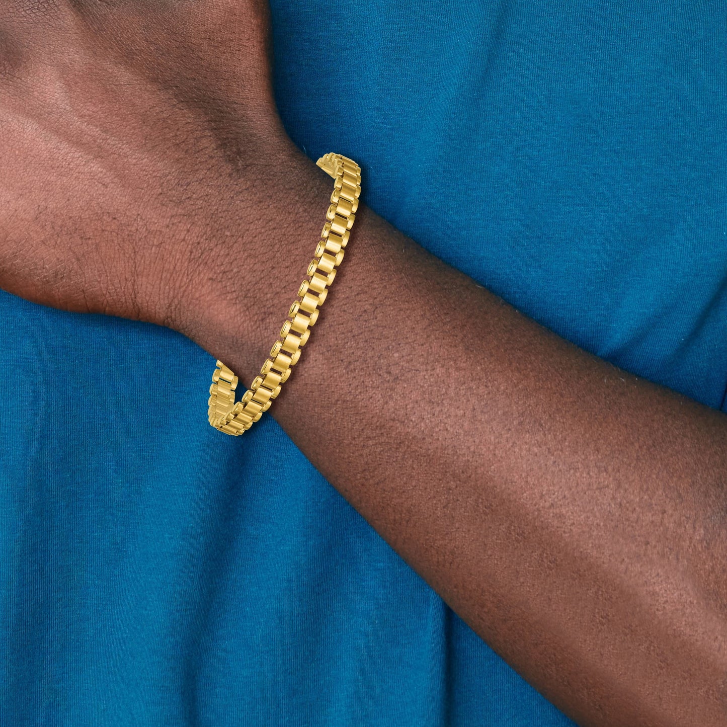 14k Polished and Brushed 6.25mm Fancy Link 8 inch Bracelet