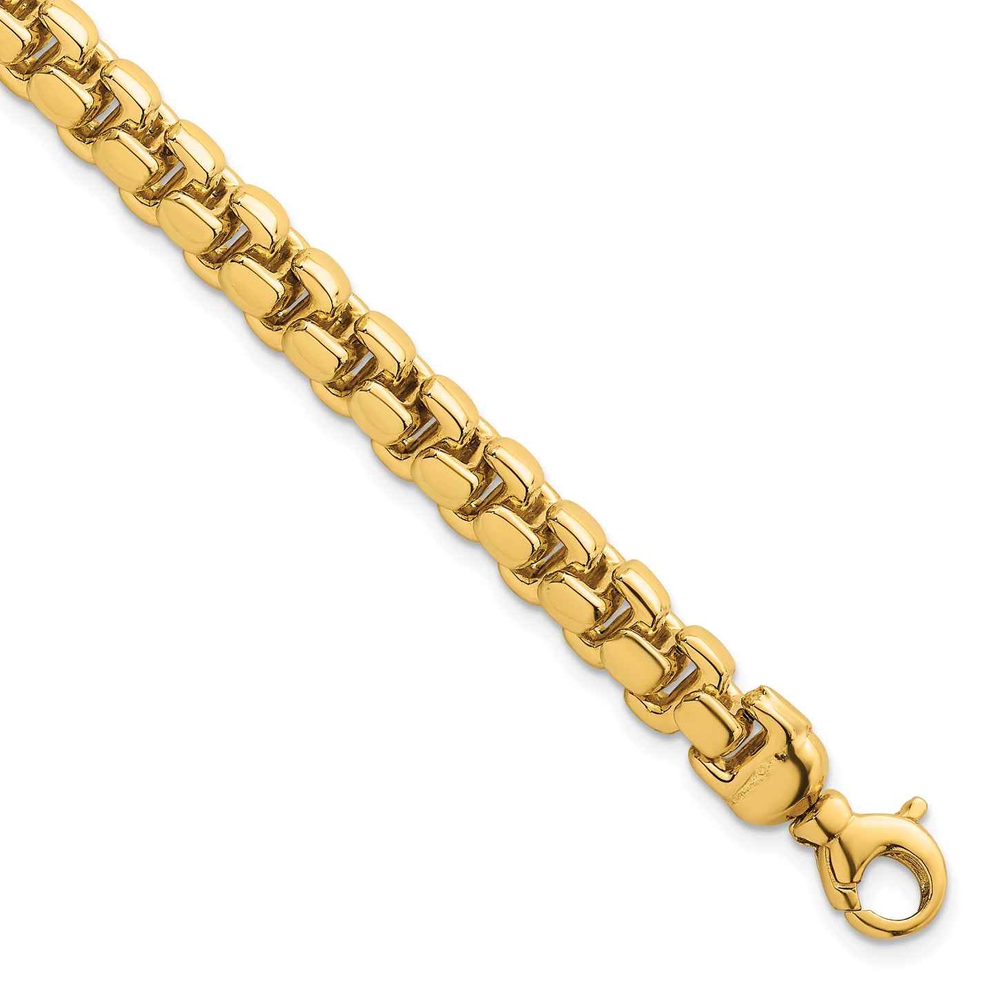 14k Polished 7.5mm Fancy Rounded Box Link 8 inch Bracelet